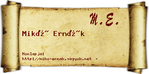 Mikó Ernák névjegykártya